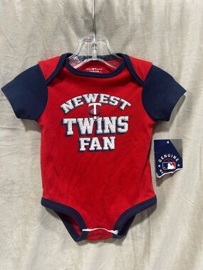 Genuine Merchandise Red and Navy "Twins Fan" Baby One-Piece